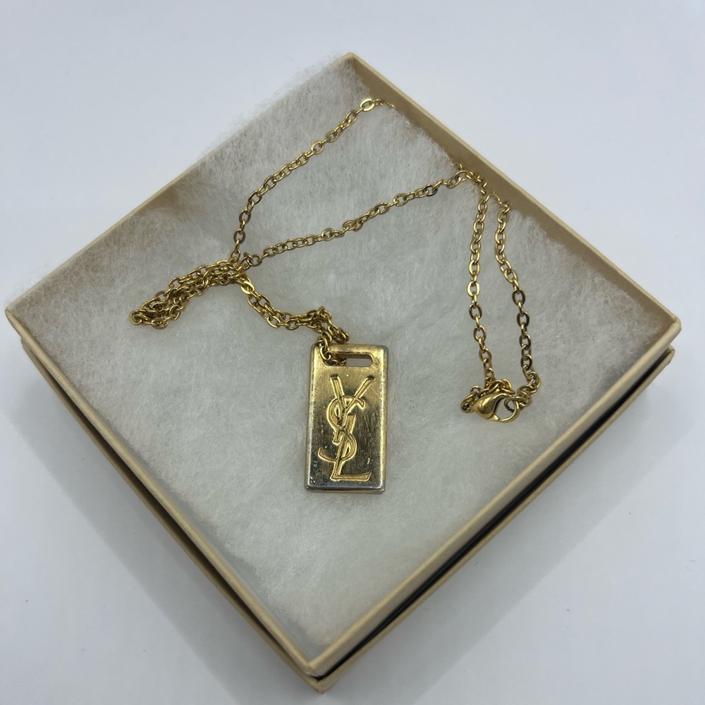 repurposed authentic YSL zipper charm on chain